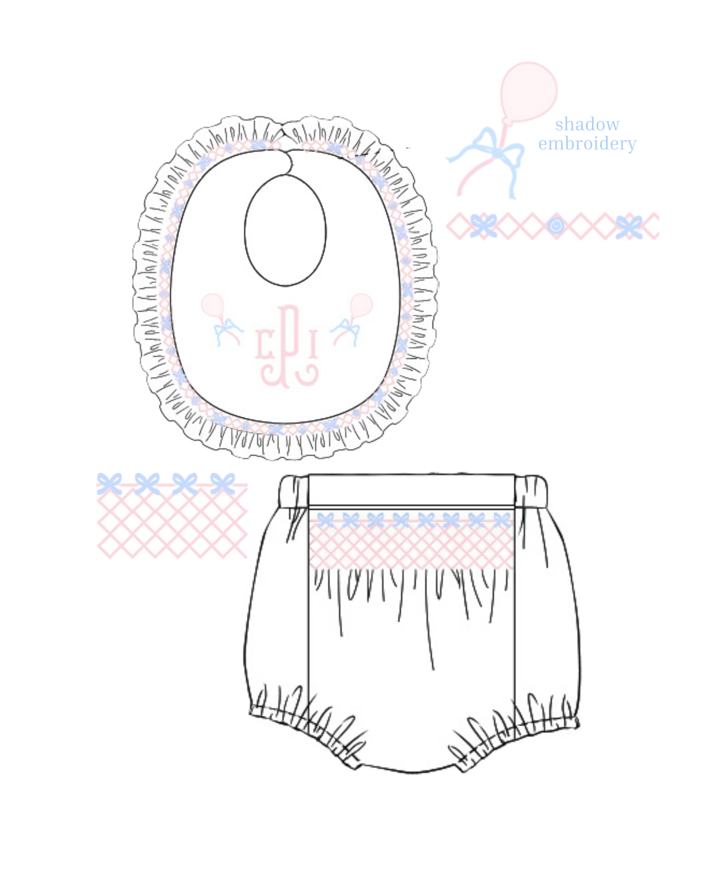 Girls Heirloom Hand-Smocked Bib Set (Dec. ETA)