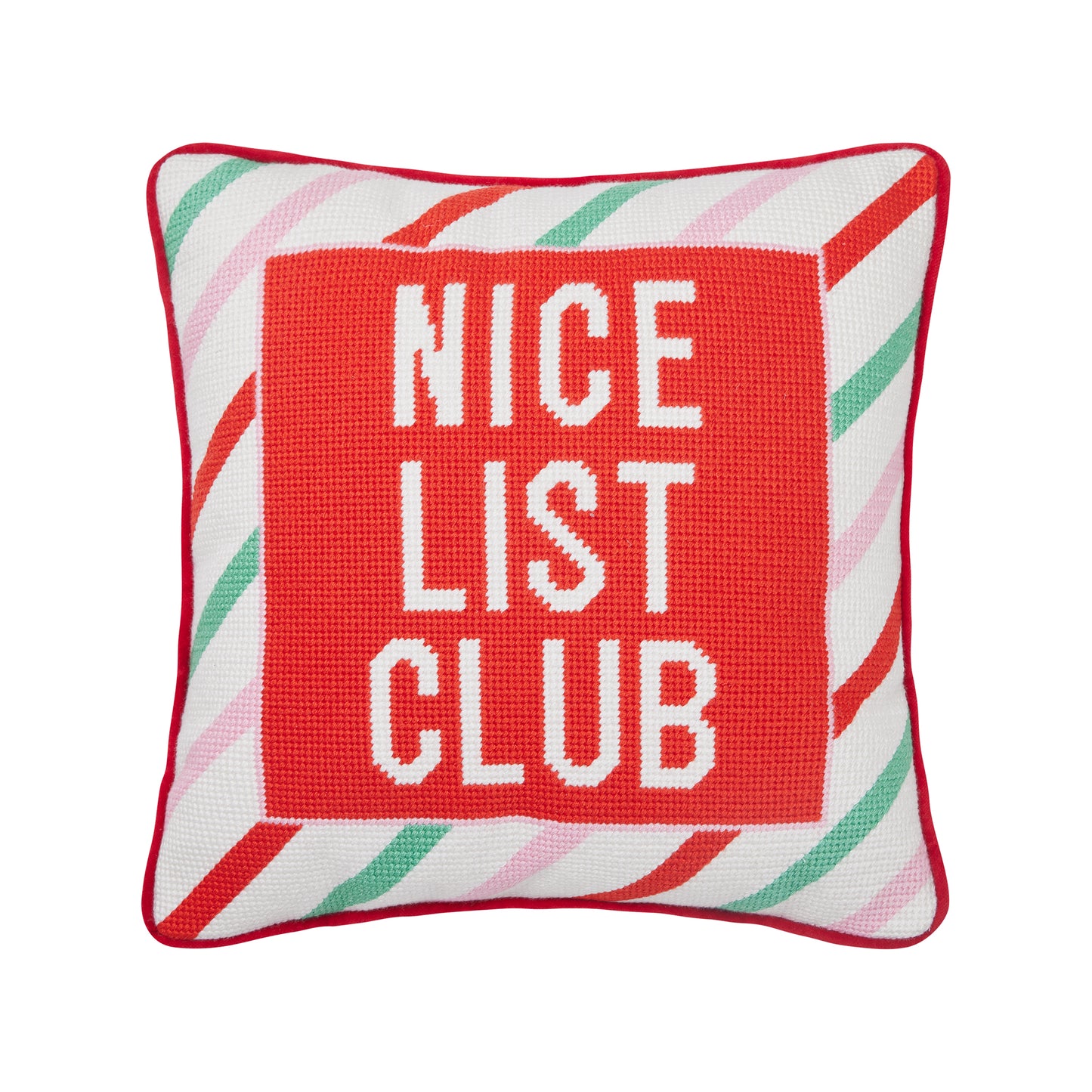 Nice List Needlepoint Pillow