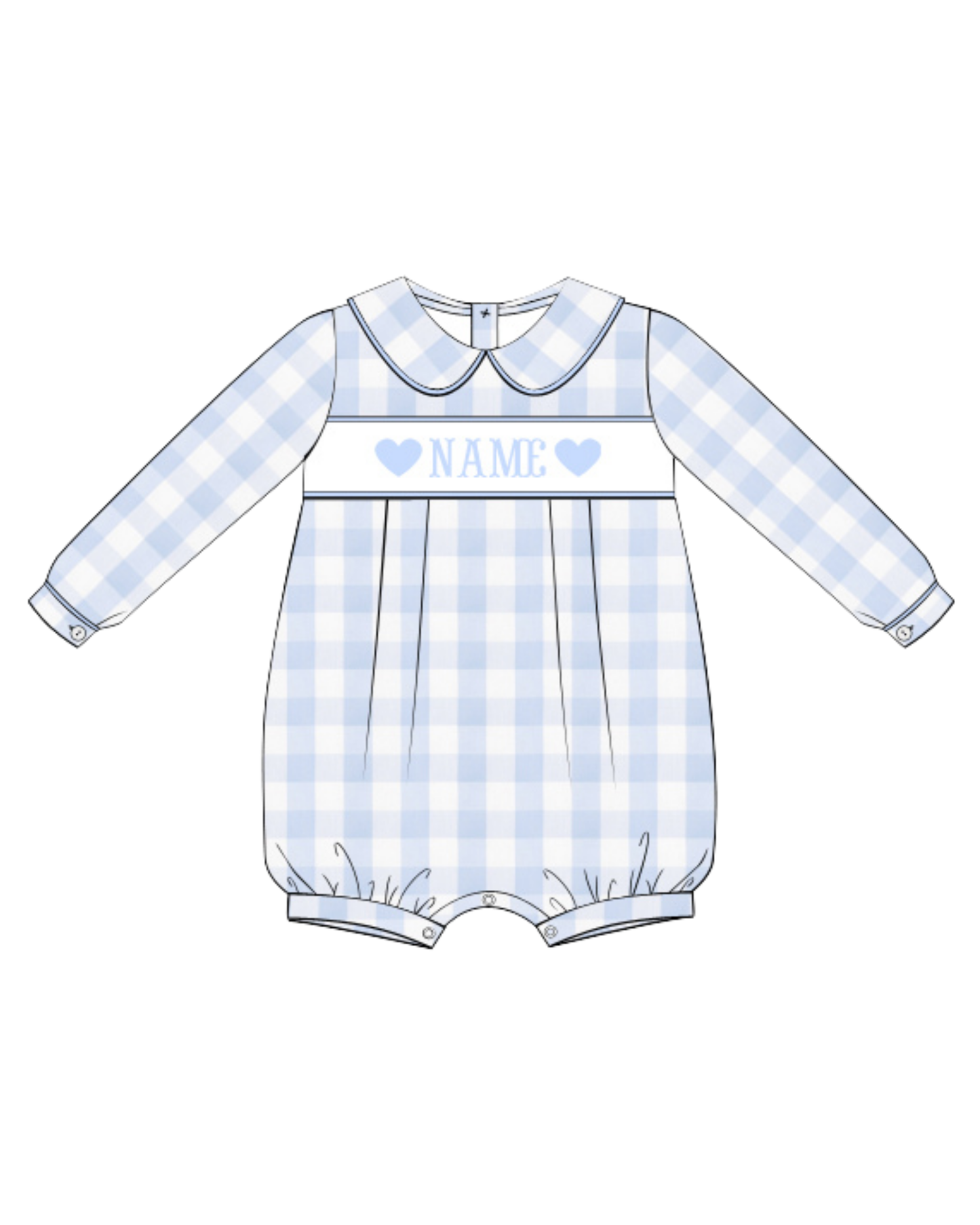 Boys Heart Name Smock Bubble