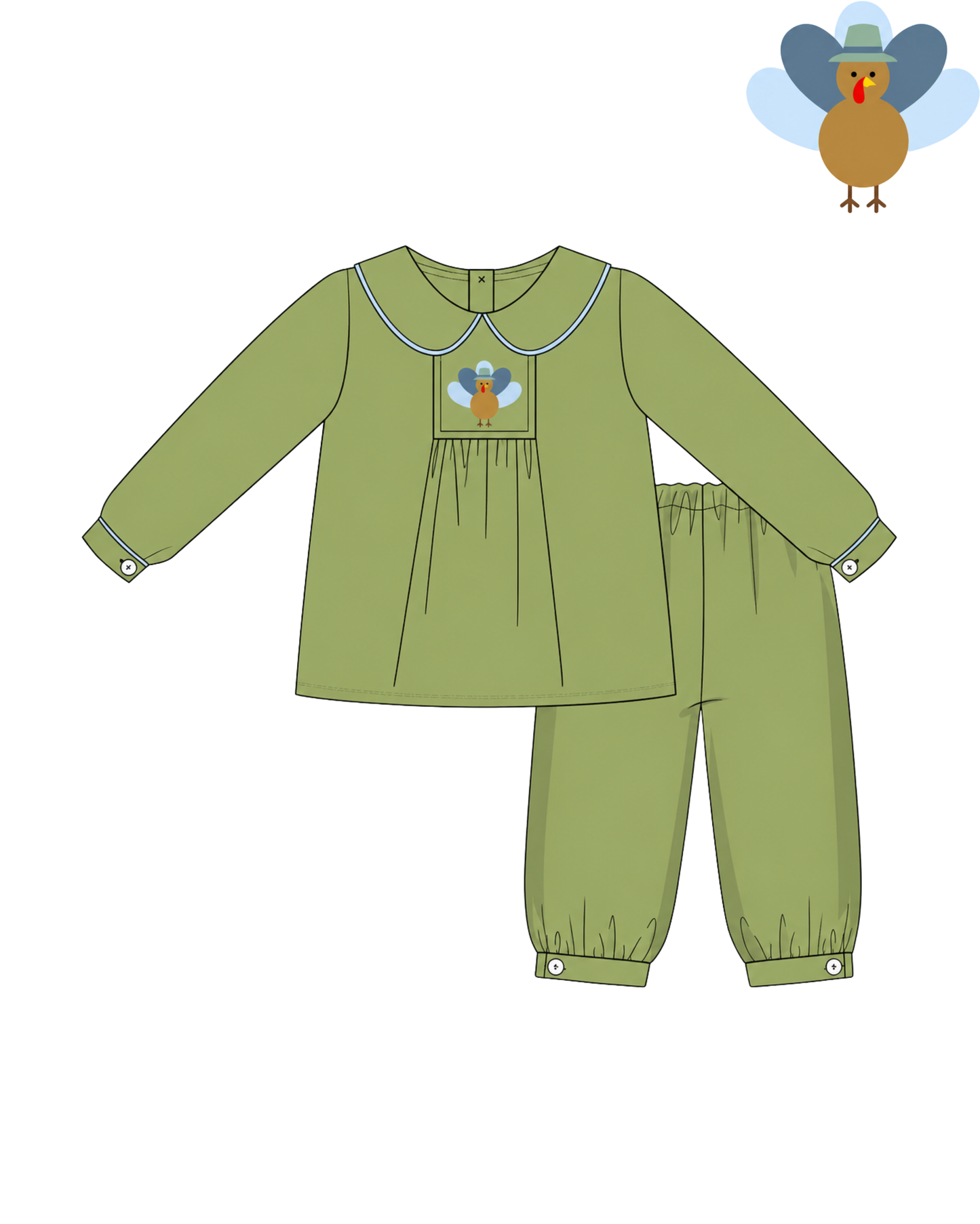 Boys Smocked Velvet Turkey Trot Pants Set