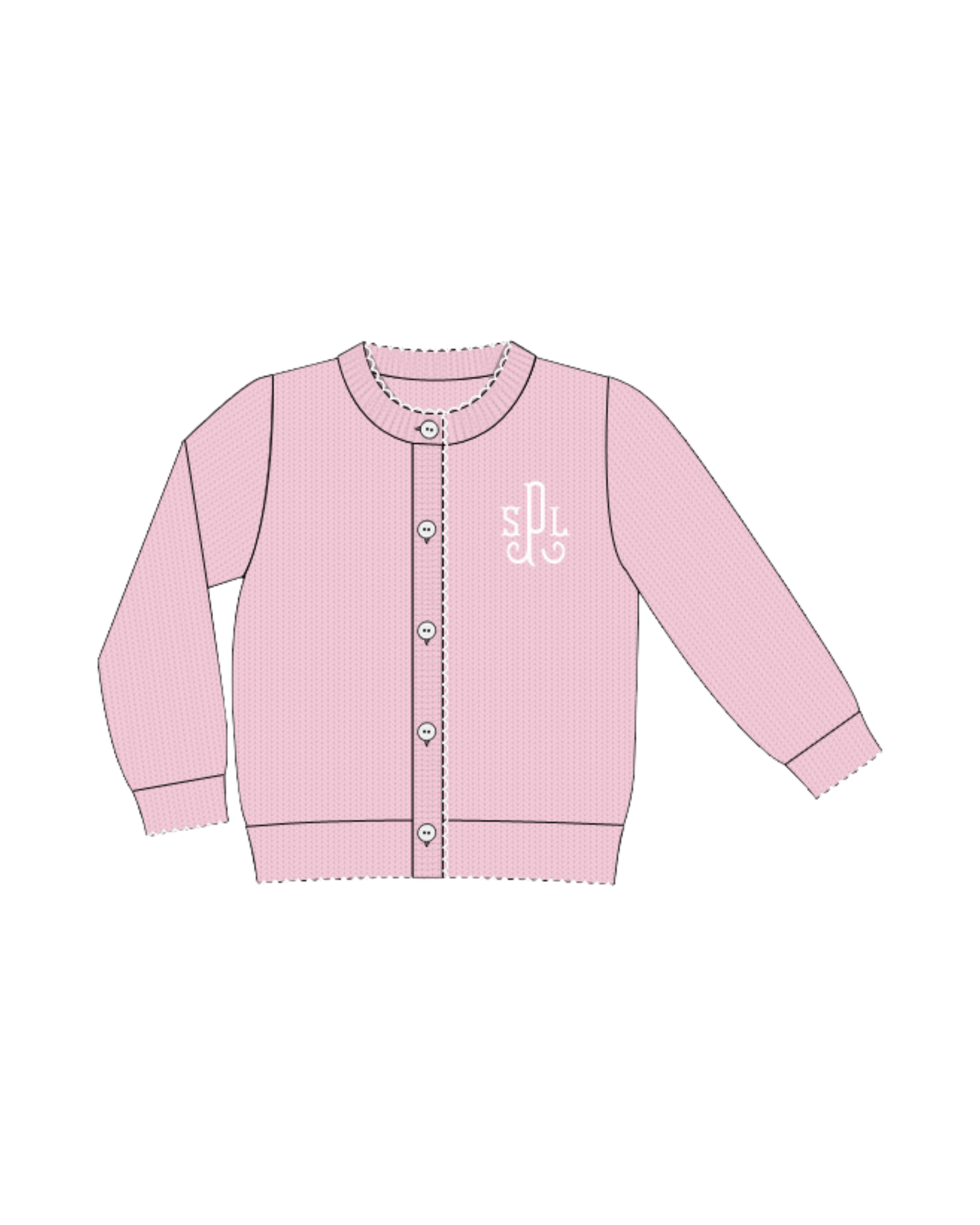 Pink Monogram Cardigan