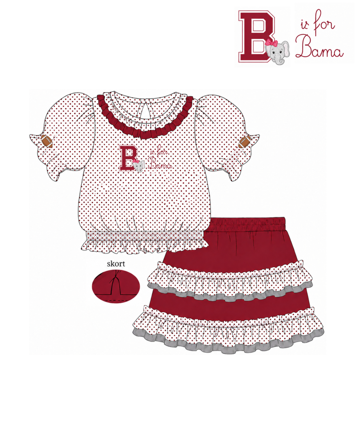 B is for Bama Skort Set (early Sept. ETA) (