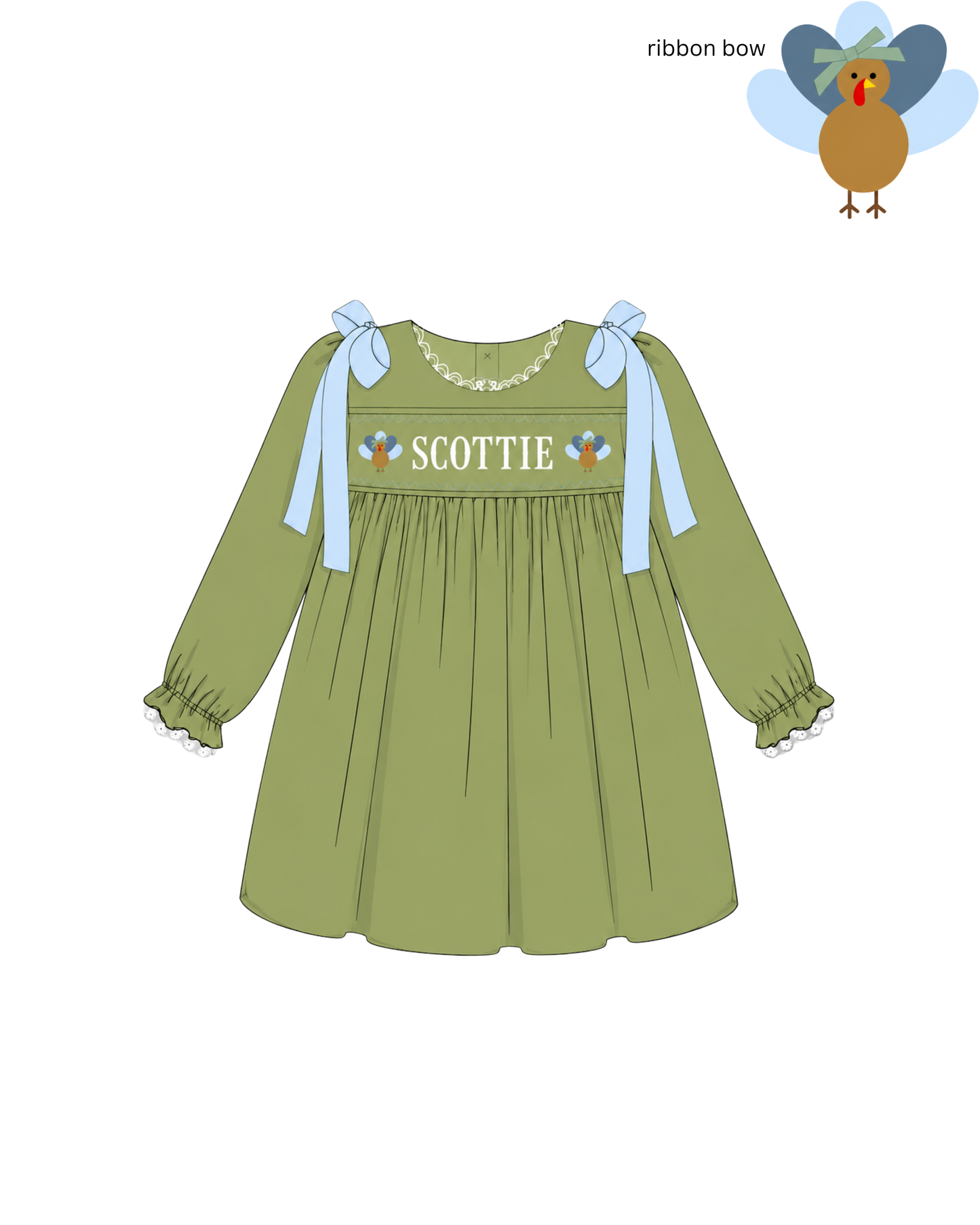 Girls Name Smocked Velvet Dress
