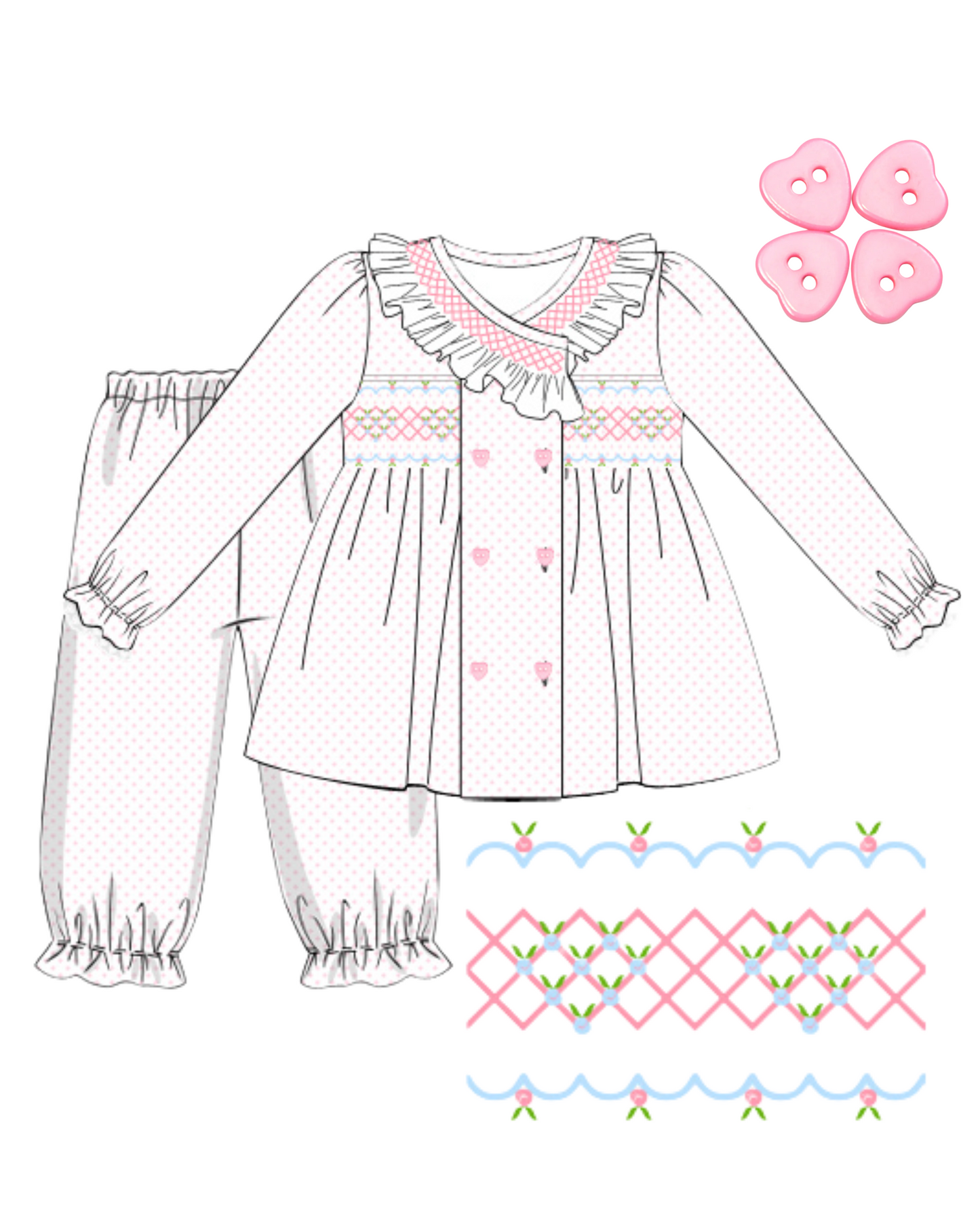 Rosette Hearts Pants Set