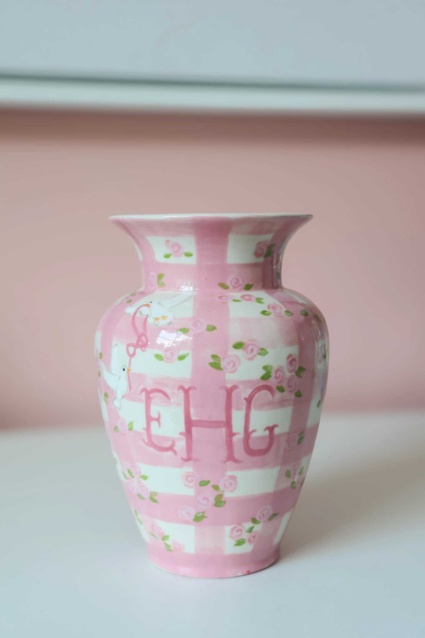 Gingham Flower Vase