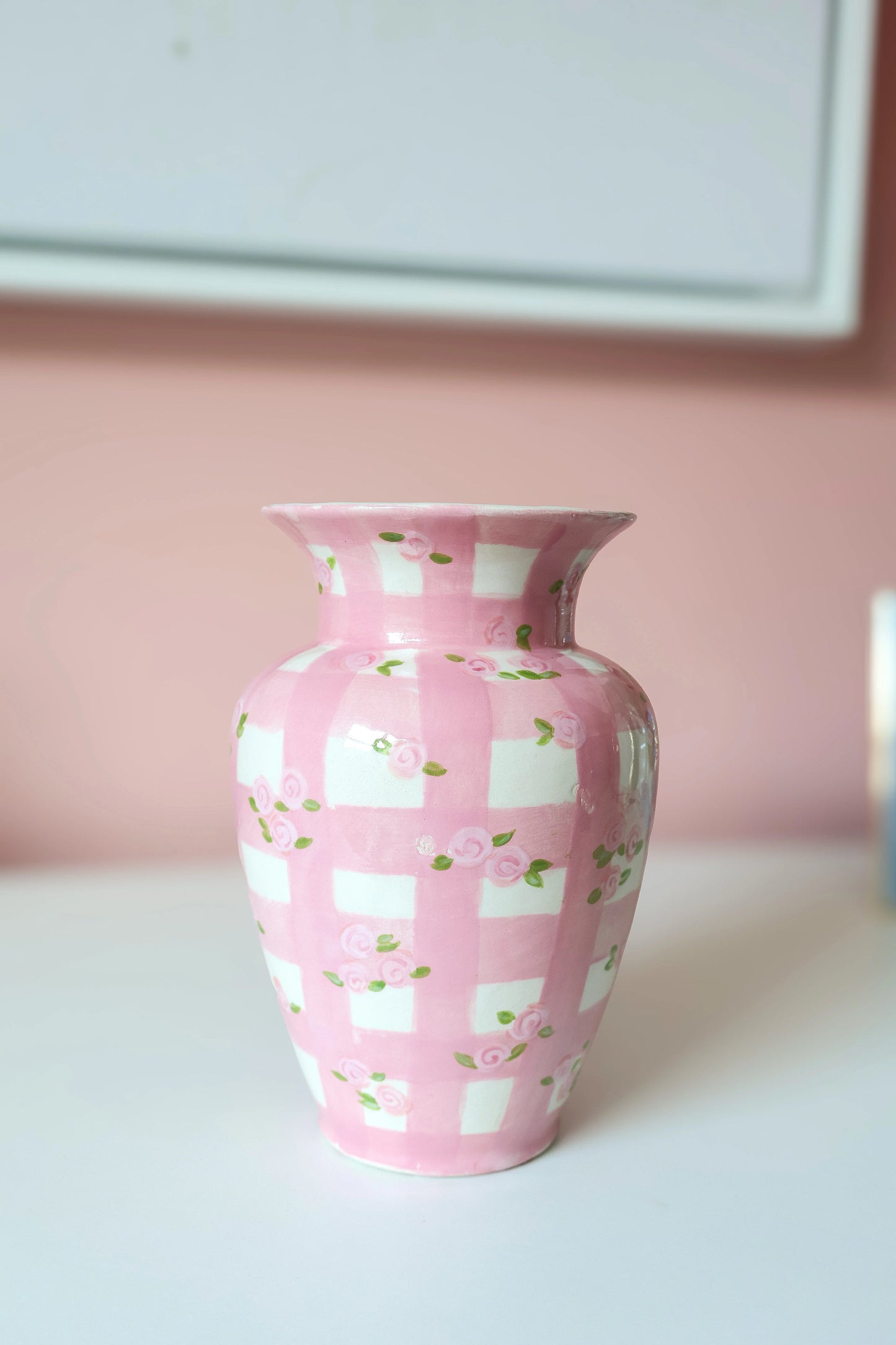 Gingham Flower Vase