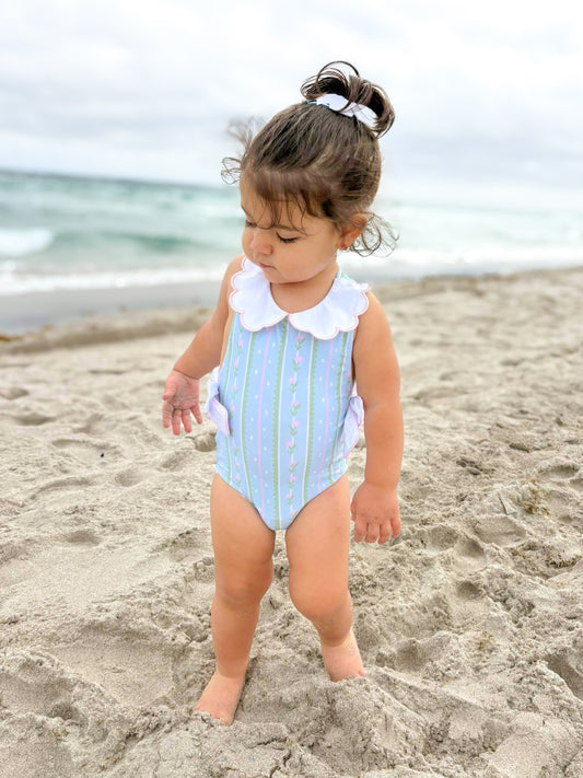 Girls Spring Petals One-Piece Swimsuit