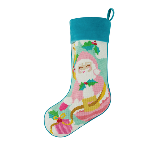 Papa Noel Embroidered Needlepoint Stocking