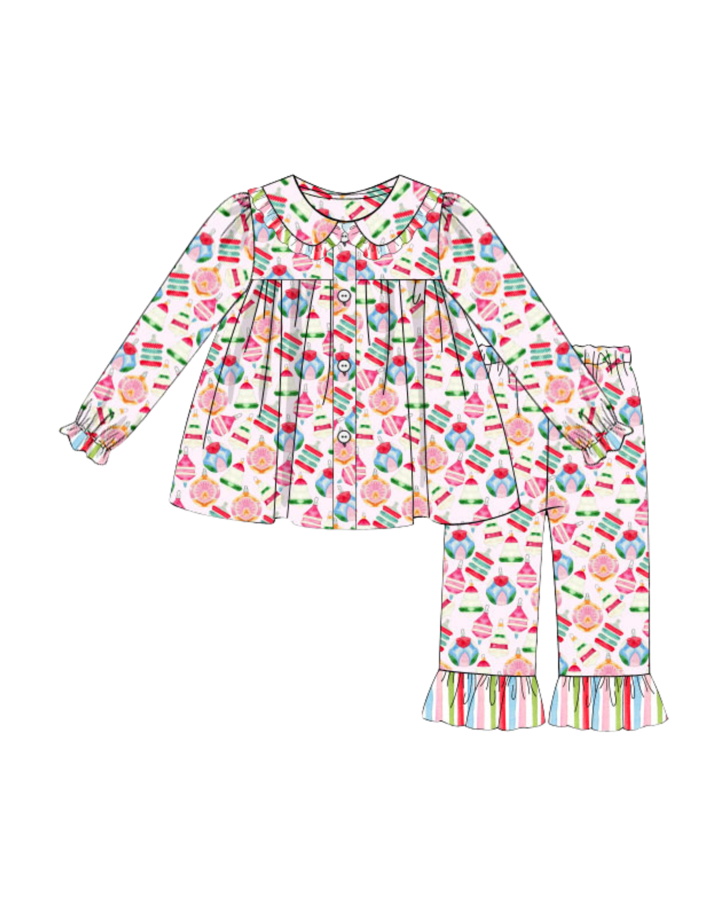 Deck the Halls Girls Pajama Set