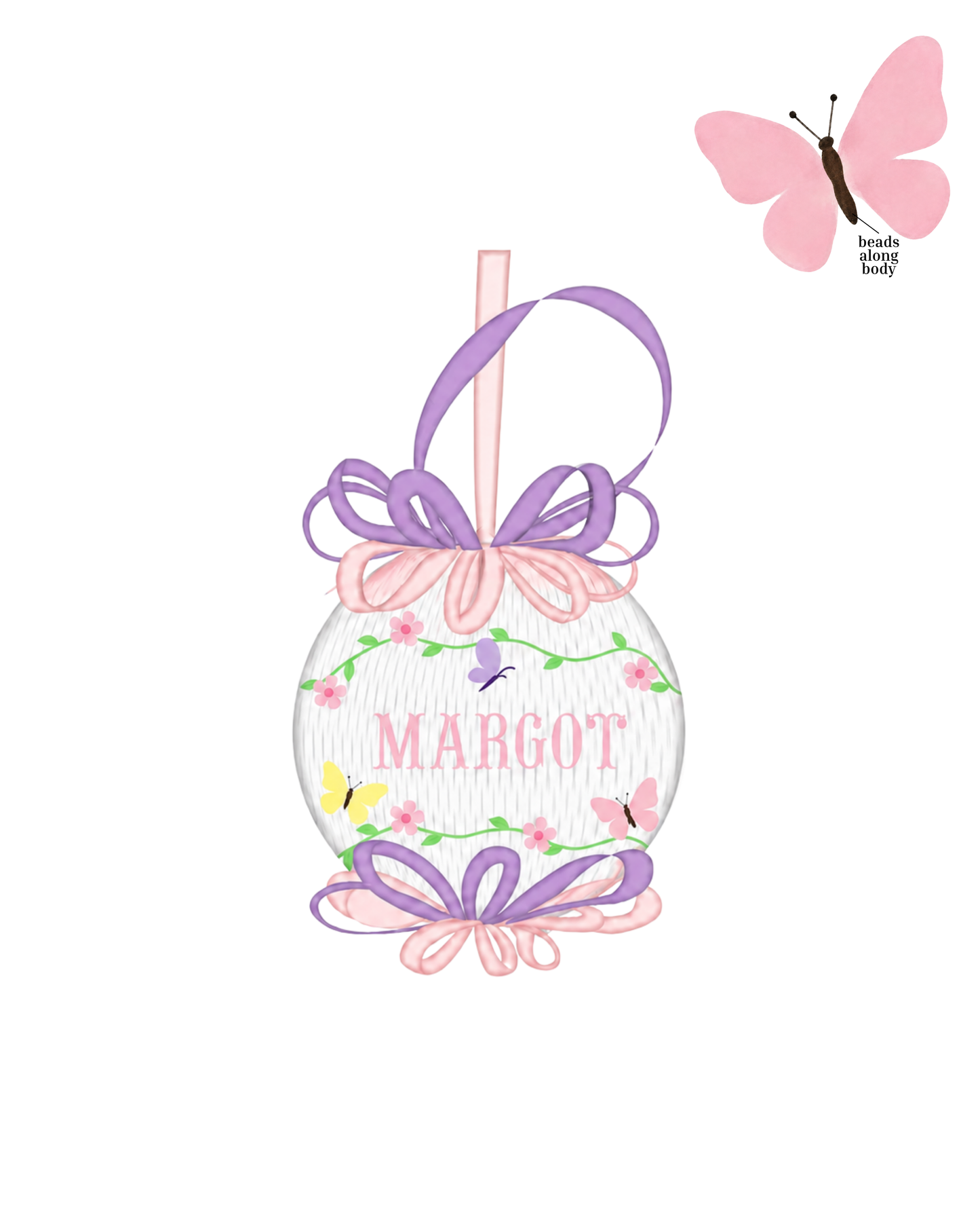 Butterfly Name Smocked Ornament