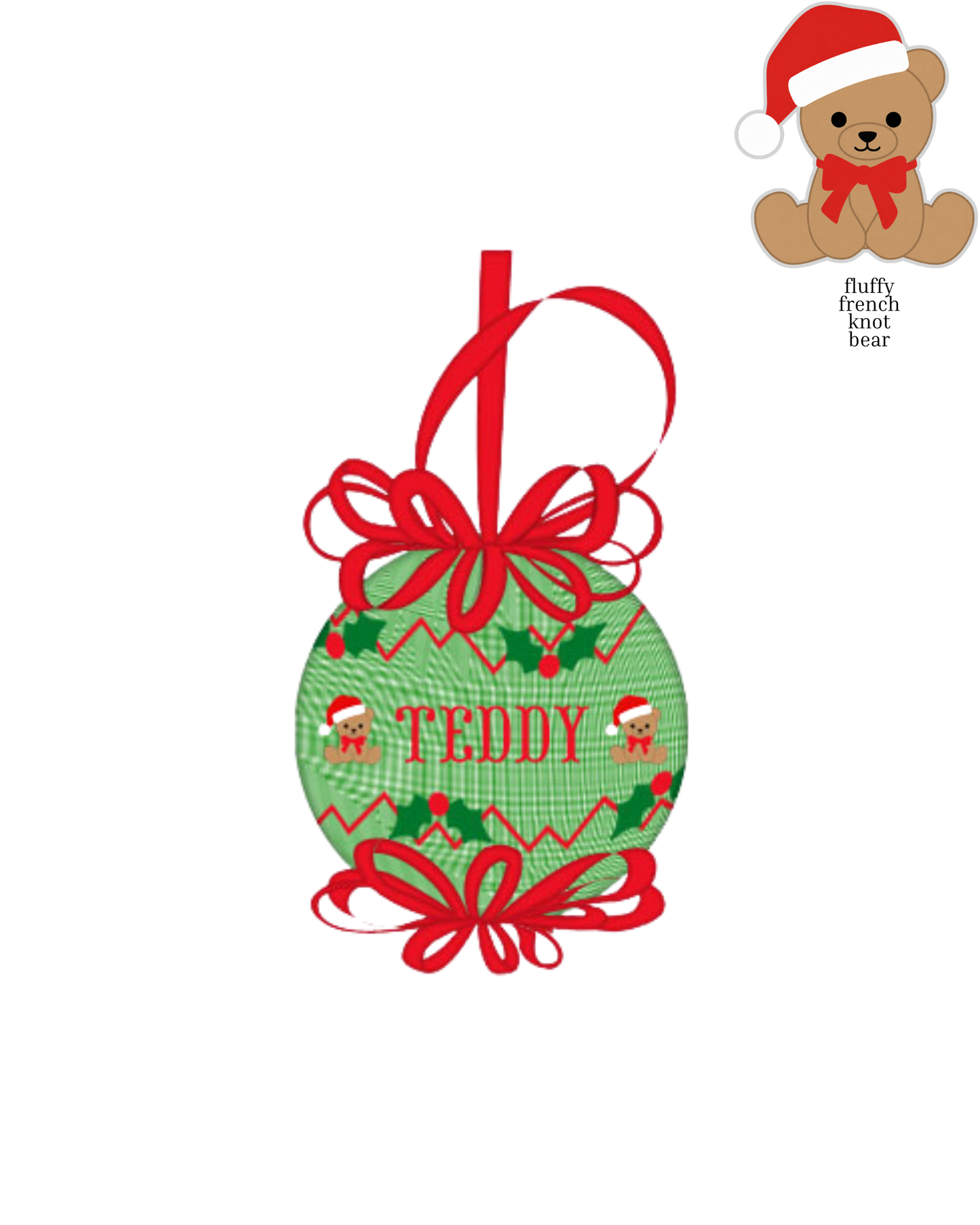 Bear Name Smocked Ornament