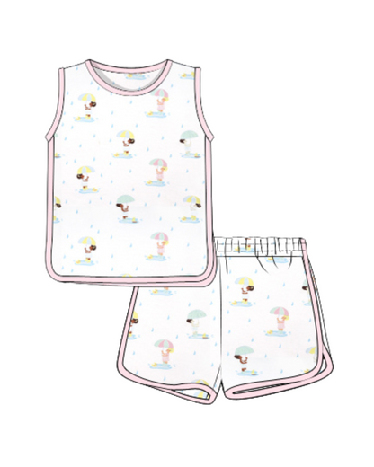 Girls April Showers Shorts Set