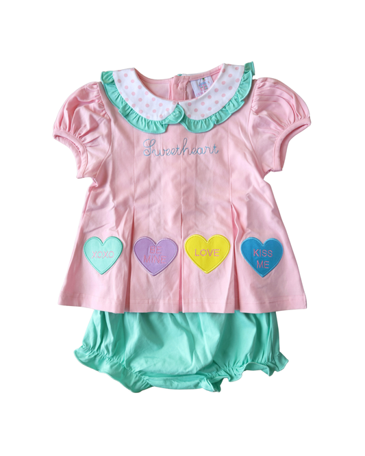 Appliqué Conversation Hearts Bloomer Set