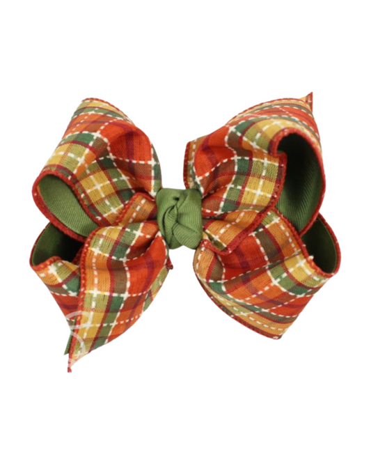 Layered Fall Plaid Bow on Clip