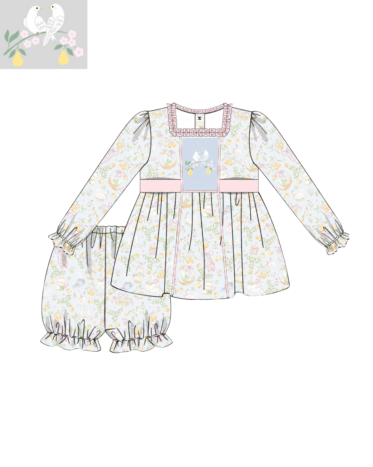 The Twelve Days Toile Bloomer Set