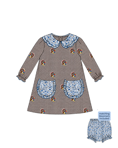 Girls Turkey Parade Bloomer Dress