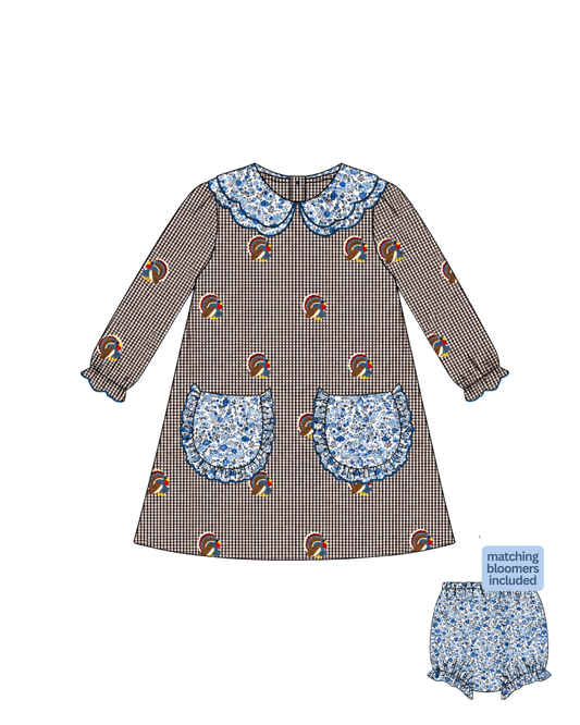 Girls Turkey Parade Bloomer Dress