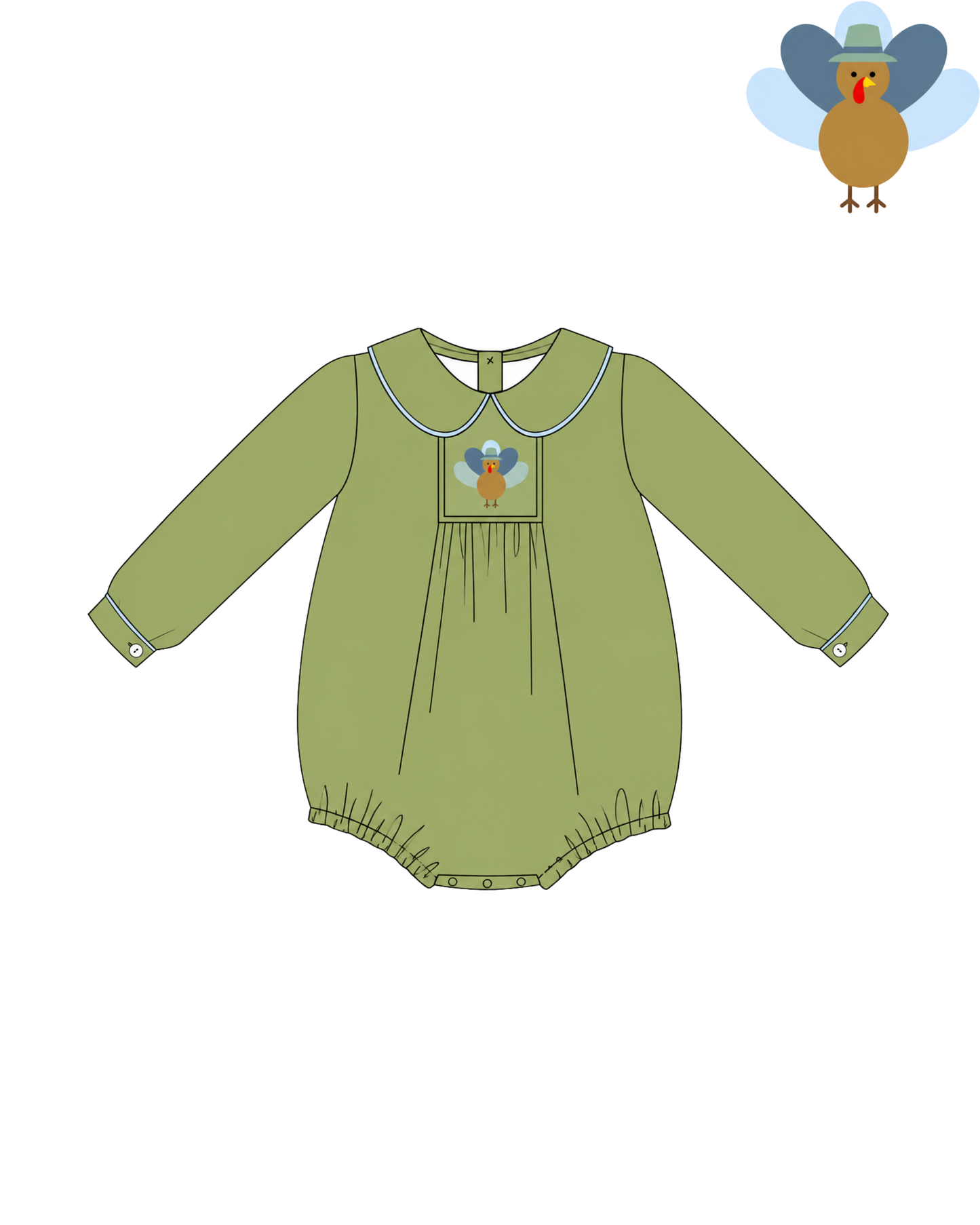 Boys Smocked Velvet Turkey Trot Bubble