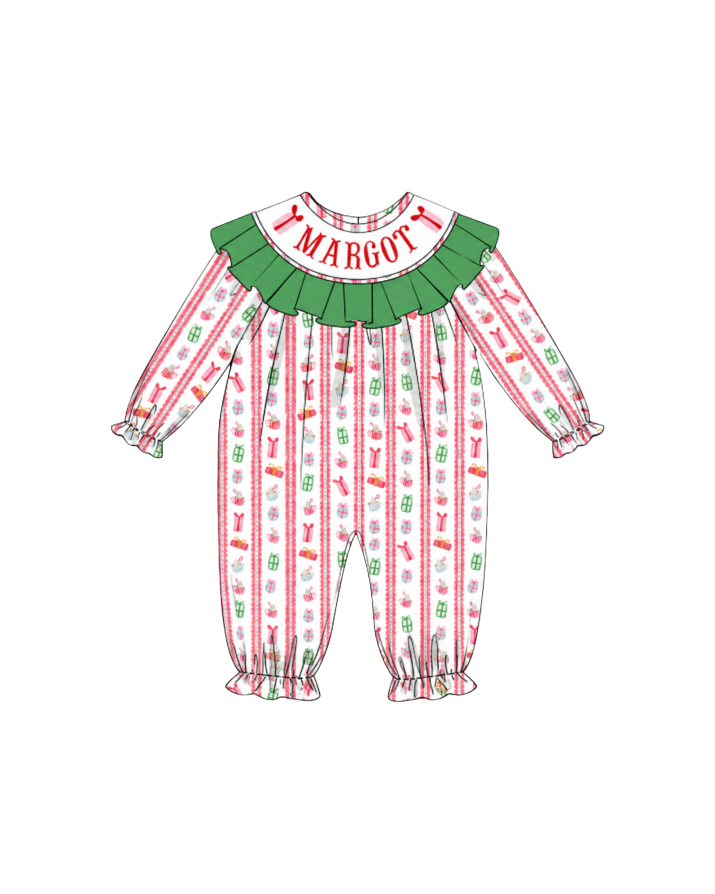 Christmas Morning Name Smock Long Romper