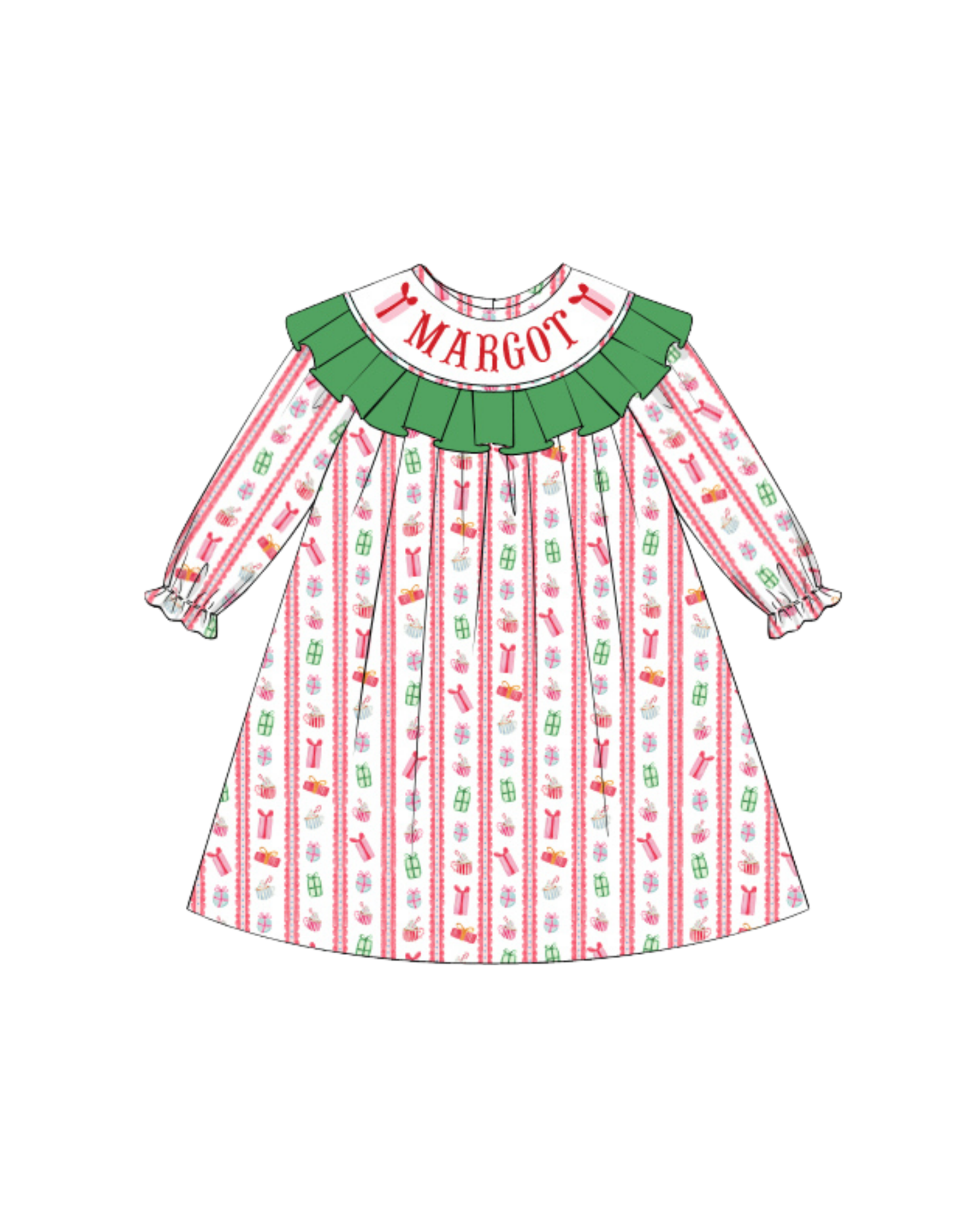 Christmas Morning Name Smock Dress
