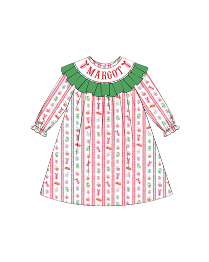 Christmas Morning Name Smock Dress