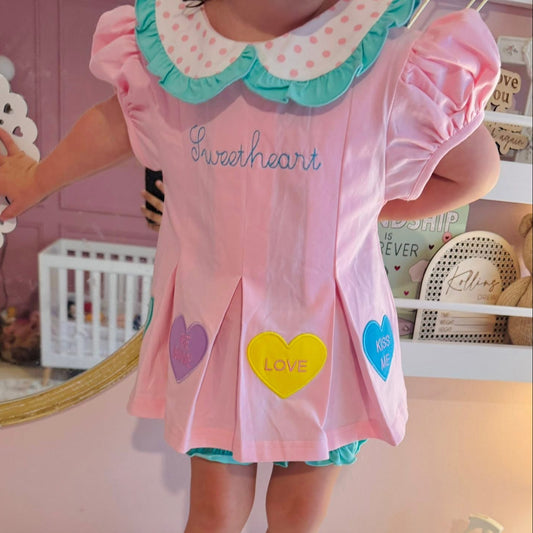 Appliqué Conversation Hearts Bloomer Set
