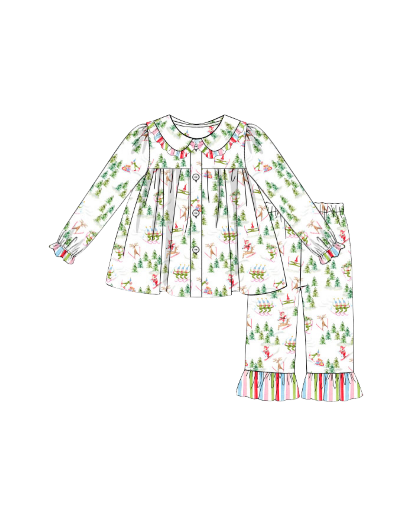 Santa's Chalet Girls Pajama Set