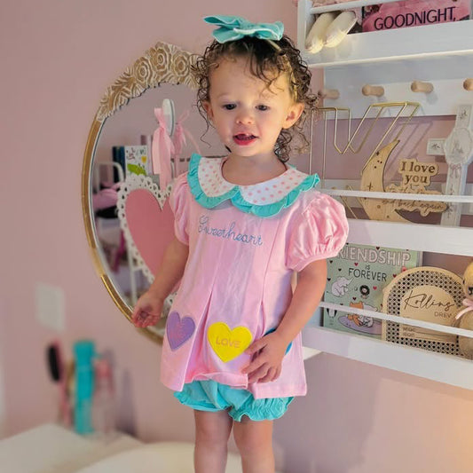 Appliqué Conversation Hearts Bloomer Set