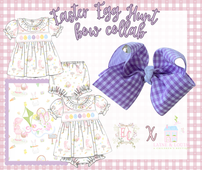 5" Elaina Cole Co Purple Gingham Bow