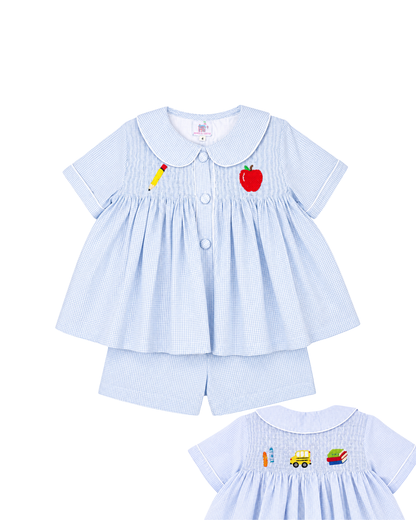 School Days Smocked Shorts Set