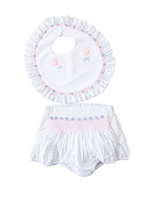 Girls Heirloom Hand-Smocked Bib Set