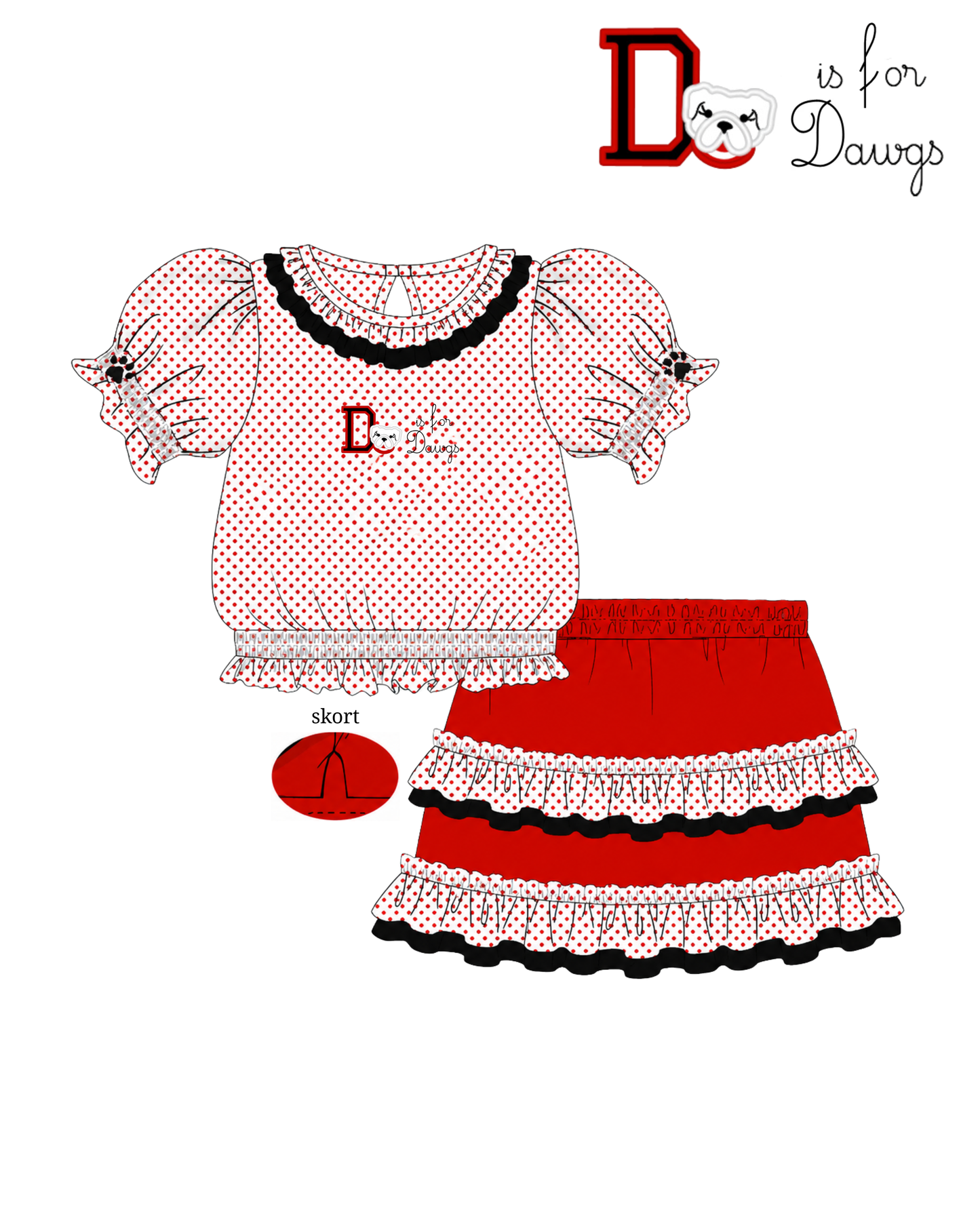 D is for Dawgs Skort Set (early Sept. ETA)