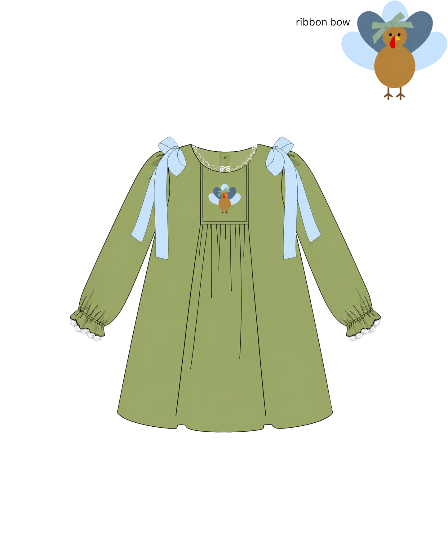 Girls Smocked Velvet Turkey Trot Dress