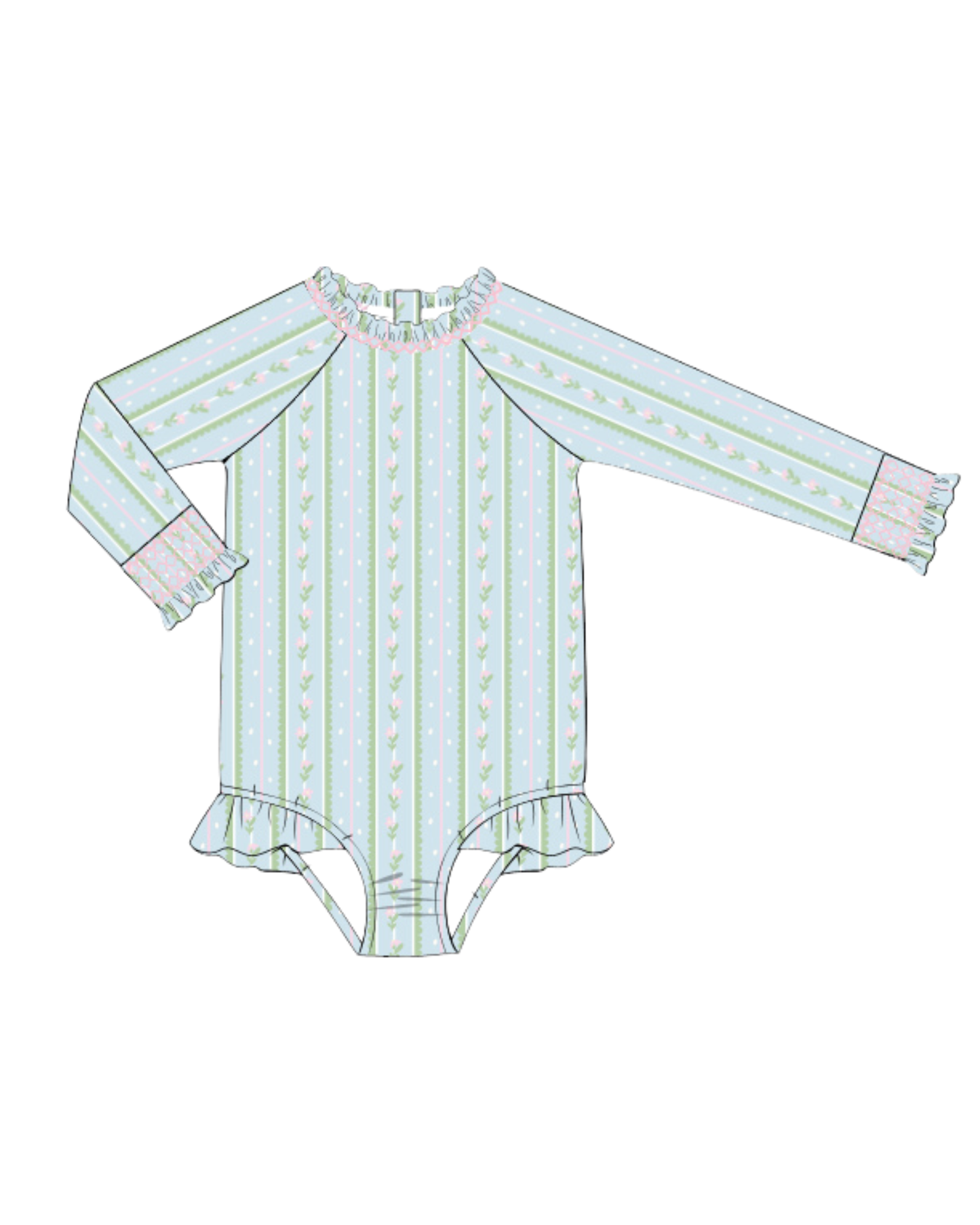 Girls Spring Petals Rashguard Swimsuit
