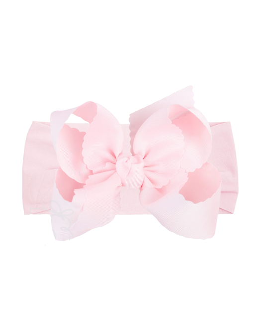 Wide Nylon Headband with 5.5″ Scalloped Bow
