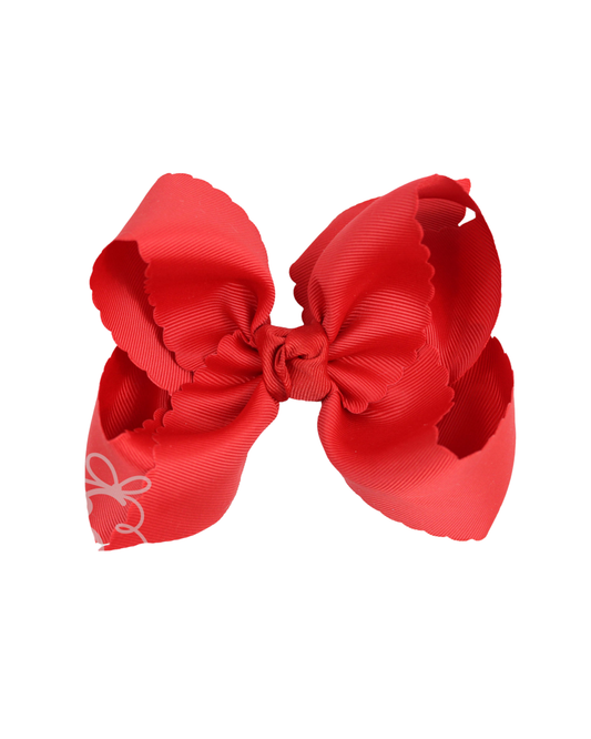 5.5" Red Scalloped Edge Grosgrain Bow