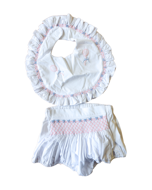 Girls Heirloom Hand-Smocked Bib Set