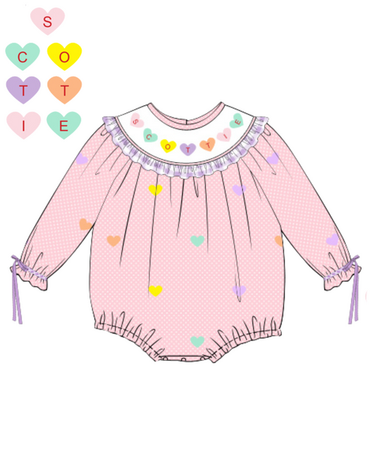 Conversation Hearts Name Smock Bubble