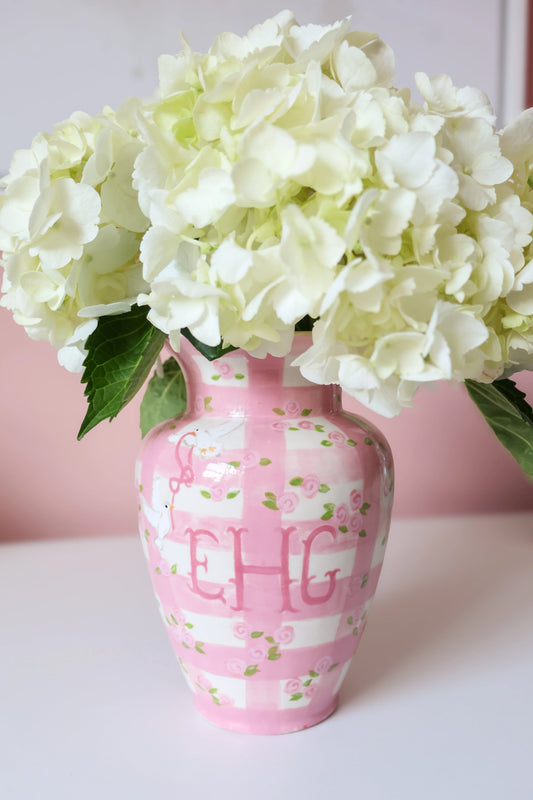 Gingham Flower Vase